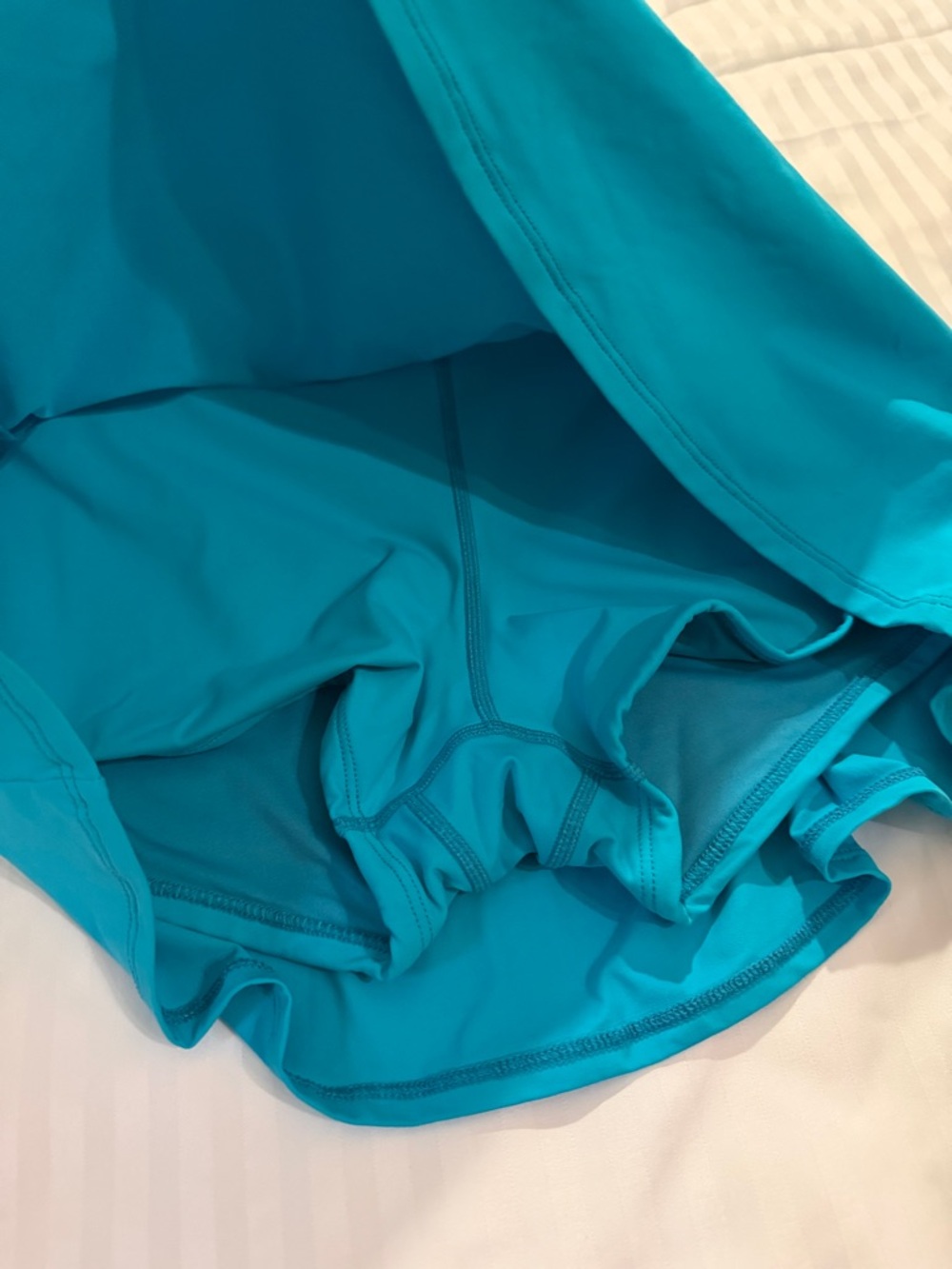 Beach House Turquoise and White Swim Top with Geometric Accent - Picture 5 of 14